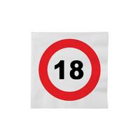 40x 18 jaar verkeersbord verjaardag thema servetten 33 x 33 cm
