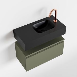 Toiletmeubel Mondiaz Andor | 60 cm | Meubelkleur Army | Lex vrijhangend wastafel Urban Rechts | 1 kraangat
