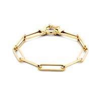 Armband Paperclip-Vierkante Buis geelgoud 6 mm 19 cm