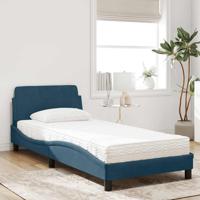 Bed met matras "Dover" fluweel blauw 90x200 cm