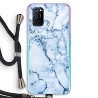Blauw marmer: Oppo A72 Transparant Hoesje met koord Blauw marmer: Oppo A72 Transparant Hoesje met koord