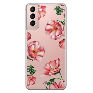 Samsung Galaxy S21 transparant hoesje - Red flowers