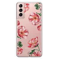 Samsung Galaxy S21 transparant hoesje - Red flowers