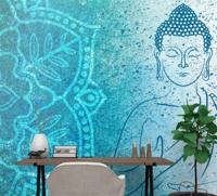 Mandala fotobehang Boeddha blauw