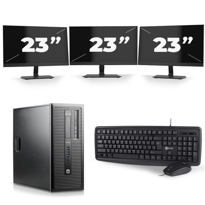 HP ProDesk 600 G1 Tower - Intel Core i3-4e Generatie - 8GB RAM - 256GB SSD - Windows 10 + 3x 23 inch Monitor