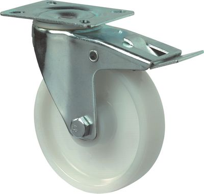 Zwenkwiel wit 125kg m/rem 100mm