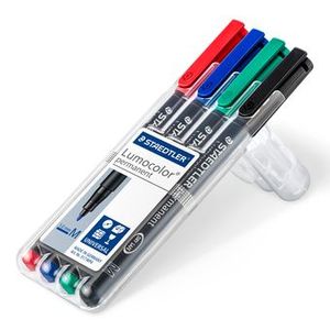 Staedtler Lumocolor 317, OHP-marker, permanent, 1,0 mm, box van 4 stuks in geassorteerde kleuren