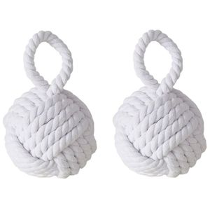 Deurstopper - 2x - 1.2 kilo - wit - jute - 23 x 15 cm