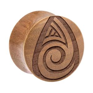 Double Flared Plug met Maori Design Hout Tunnels & Plugs