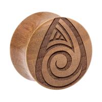 Double Flared Plug met Maori Design Hout Tunnels & Plugs - thumbnail