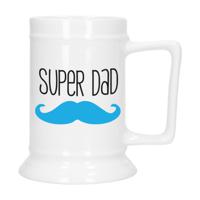 Cadeau Bierpul voor papa - blauw - super pap - keramiek - 530 ml - Vaderdag - thumbnail