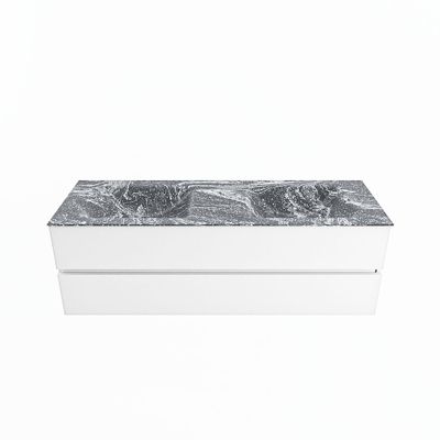 MONDIAZ VICA-DLUX 150cm badmeubel onderkast Talc 2 lades. Inbouw wastafel CLOUD dubbel zonder kraangat, kleur Lava.