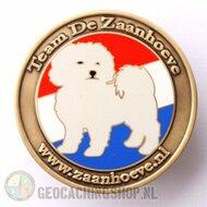 Zaanhoeve geocoin - antiek goud LE Zaanhoeve geocoin - antiek goud LE