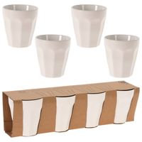 Excellent Houseware koffie/thee mokken - 8x - wit - porselein - 250 ml - Bekers - thumbnail