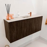Toiletmeubel Mondiaz Joya Dlux | 90 cm | Meubelkleur Walnut | Faye wastafel Nata Wasbak Midden | 1 kraangat