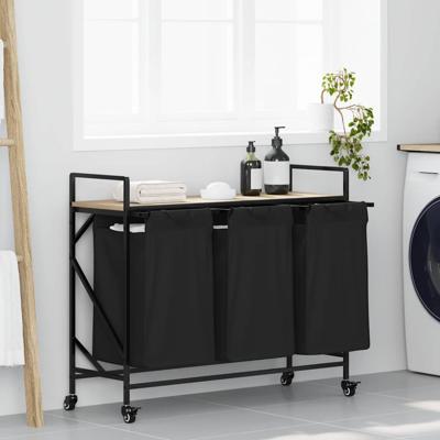 Wasmand 3 vakken met planken sonoma eikenkleurig