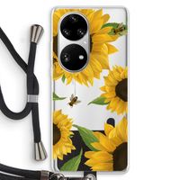 Sunflower and bees: Huawei P50 Pro Transparant Hoesje met koord