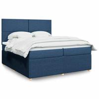 Boxspring met matras stof blauw 200x200 cm Boxspring met matras stof blauw 200x200 cm