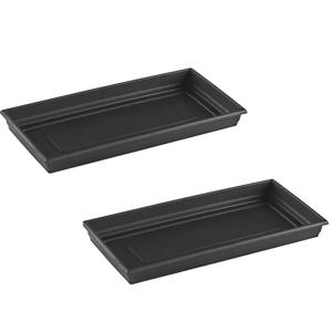 Hega Hogar plantenpot/bak opvangschaal - Set van 3x stuks - antraciet - 57 x 17 cm - onderschaal