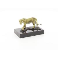 A BRONZE SCULPTURE OF A LIONESS