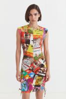 Slim fit korte jurk met aantrekkoorden - RED - XS