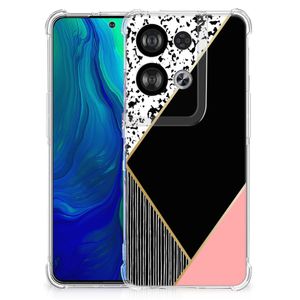 OPPO Reno8 Shockproof Case Zwart Roze Vormen