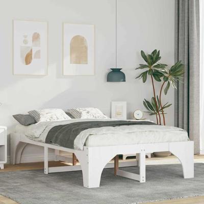 Bedframe met opslag Wit 120 x 190 cm Massief grenenhout