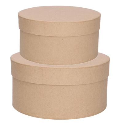Ronde bruine hobby knutsel dozen van karton - 30x15 cm en 25x13 cm - cadeauverpakking - boxen
