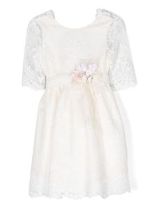 Mimilù robe en tulle à fleurs appliquées - Blanc