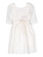 Mimilù robe en tulle à fleurs appliquées - Blanc