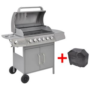 Gasbarbecue 6+1 kookzone zilver