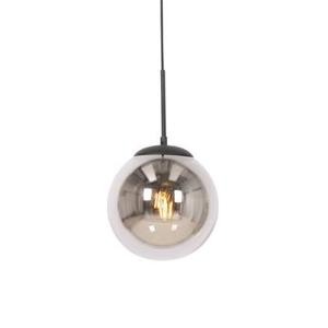 QAZQA Art Deco hanglamp zwart met smoke glas - Flore