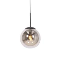 QAZQA Art Deco hanglamp zwart met smoke glas - Flore - thumbnail