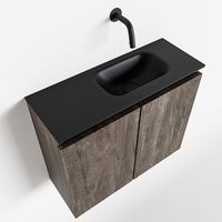 Toiletmeubel Mondiaz Ture | 60 cm | Meubelkleur Dark brown | Eden wastafel Urban Rechts | Zonder kraangat