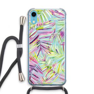 Tropical Palms Blue: iPhone XR Transparant Hoesje met koord