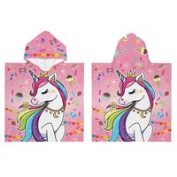 Bad cape/poncho - kinderen - eenhoorn print - 60 x 120 cm - microvezel