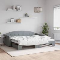 Slaapbank met onderschuifbed 90x200 cm stof lichtgrijs