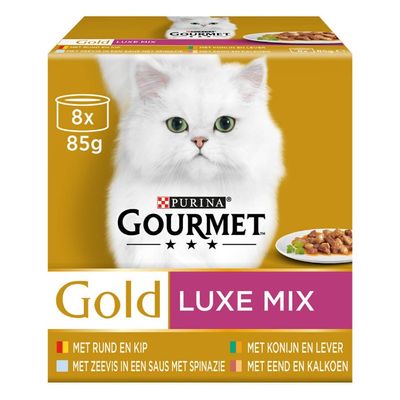 Gourmet Gold Luxe Mix kattenvoer nat 8x85g