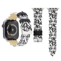 Doornen afdrukken lederen horlogebandje voor Apple Watch serie 3 & 2 & 1 38mm (zwart wit)