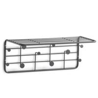 Zeller wandkapstok van metaal - zwart - 51 x 24 x 21 cm - Muur kapstok met haken en plateau