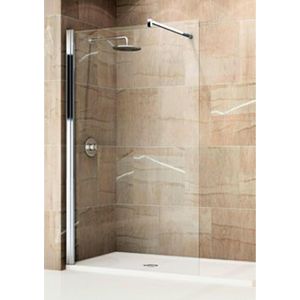 Novellini Giada inloopdouche H 88 90x195cm met muursteun 100cm mat-chroom profiel en helder glas giadah90-1b
