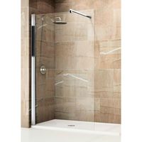 Novellini Giada inloopdouche H 88 90x195cm met muursteun 100cm mat-chroom profiel en helder glas giadah90-1b