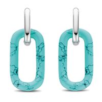 TI SENTO-Milano 7843TQ Oorhangers Ovale schakels zilver-kleursteen turquoise 14 x 35 mm