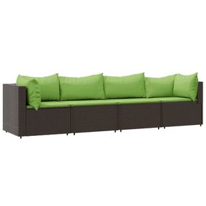 The Living Store Loungeset - Bruin - Hoekbank 63x63x57.5cm - Middenbank 63x63x57.5cm - Zitkussen 55x55x3cm - Kussen