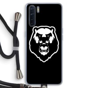 Angry Bear (black): Oppo A91 Transparant Hoesje met koord