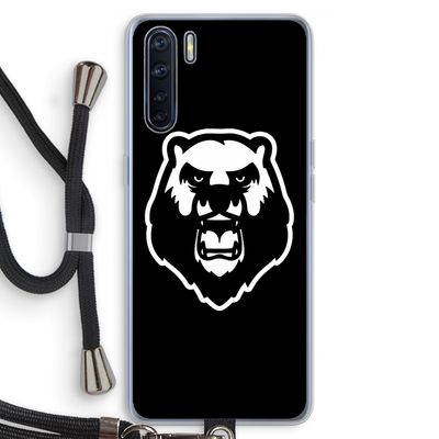 Angry Bear (black): Oppo A91 Transparant Hoesje met koord