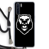 Angry Bear (black): Oppo A91 Transparant Hoesje met koord