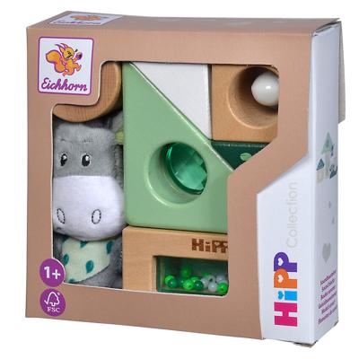 Eichhorn baby hipp houten geluidsblokken met ezel knuffeltje