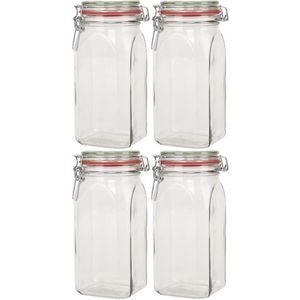 4x Weckpotten/inmaakpotten 1500 ml/1,5 liter met beugelsluiting