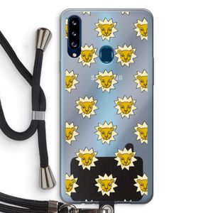 Leeuwenkoppen: Samsung Galaxy A20s Transparant Hoesje met koord